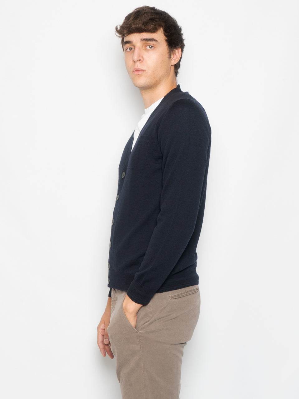ALPHA STUDIO Cardigan con Taschino in Merinos Blu Hotsell