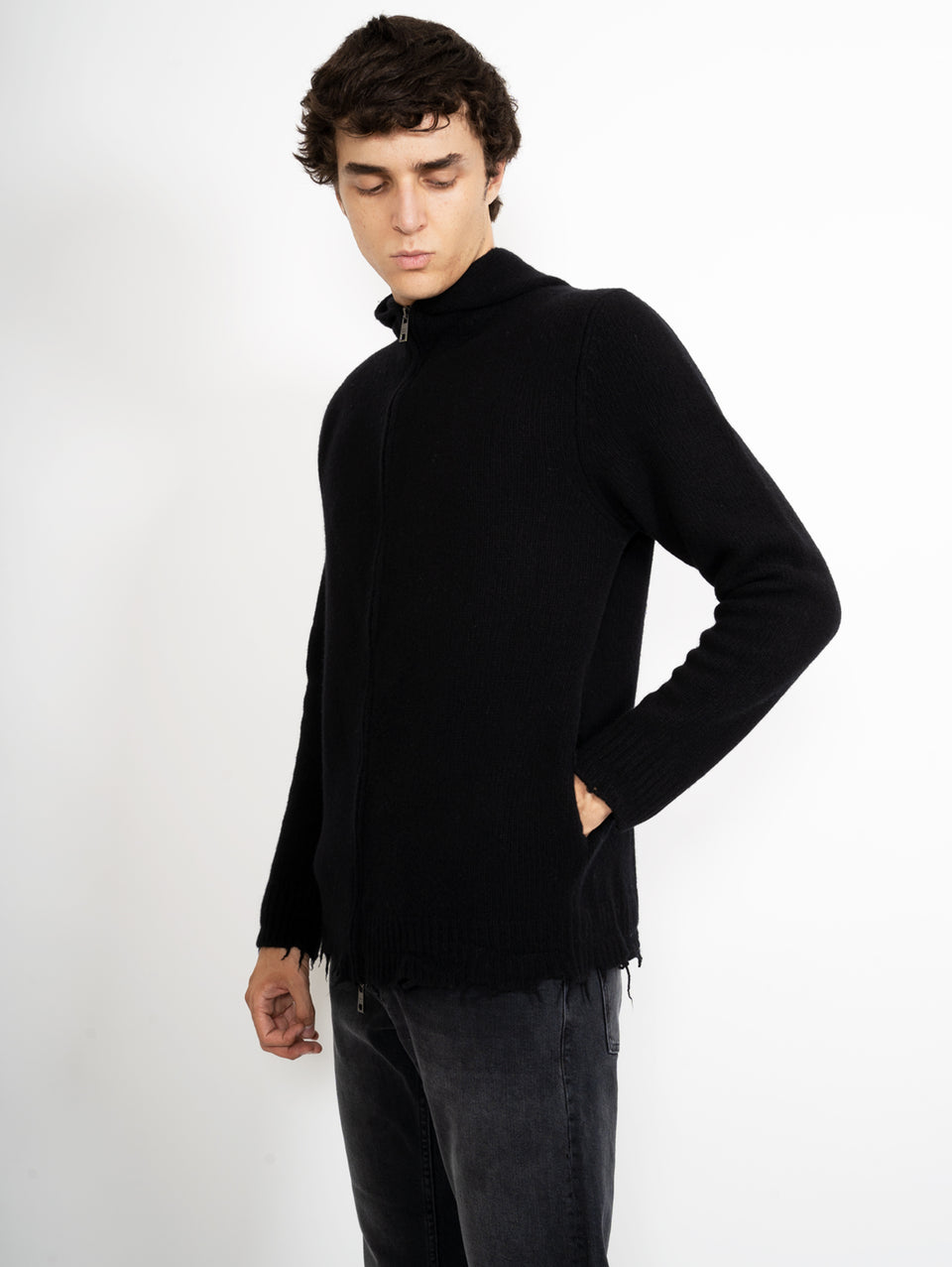 GIORGIO BRATO Cardigan in Maglia con Cappuccio Nero I Più Venduti