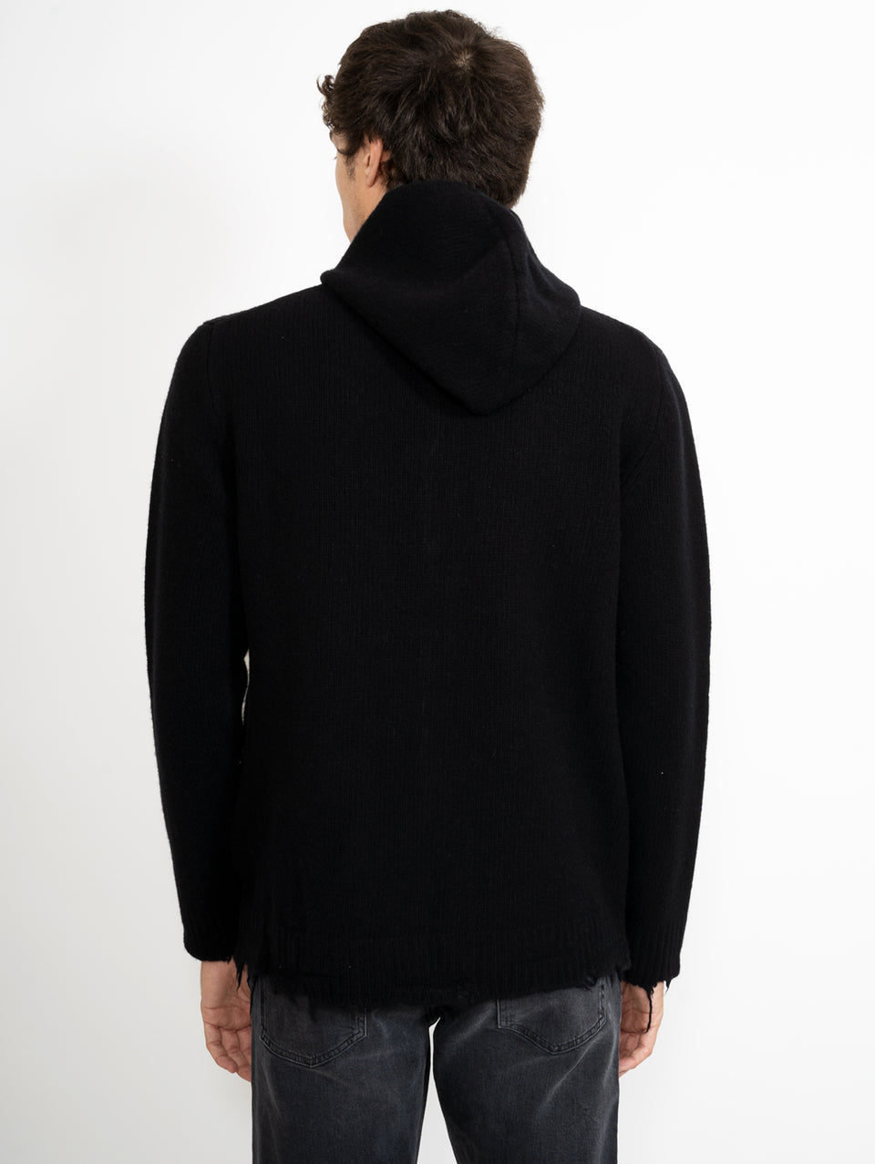 GIORGIO BRATO Cardigan in Maglia con Cappuccio Nero I Più Venduti