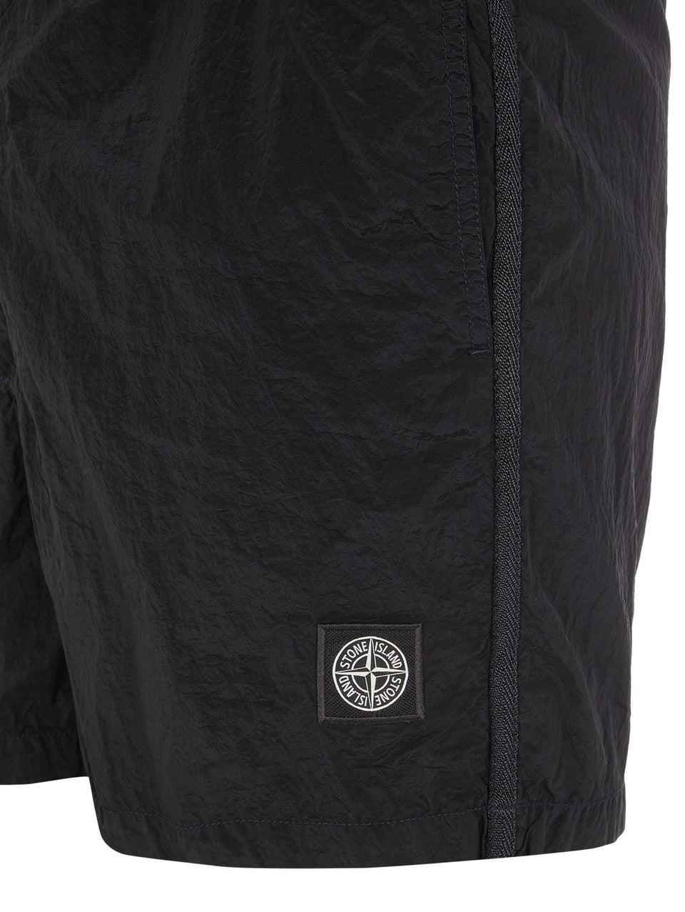 STONE ISLAND Costume da Bagno in Nylon Metal Tinto Nero Qualità