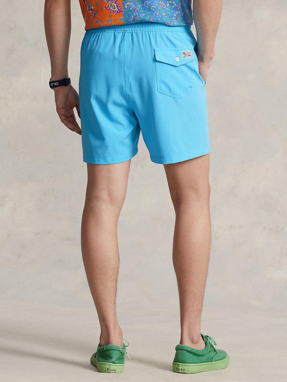 RALPH LAUREN Boxer da Mare Tinta Unita Traveler Turchese Spedizione Gratuita