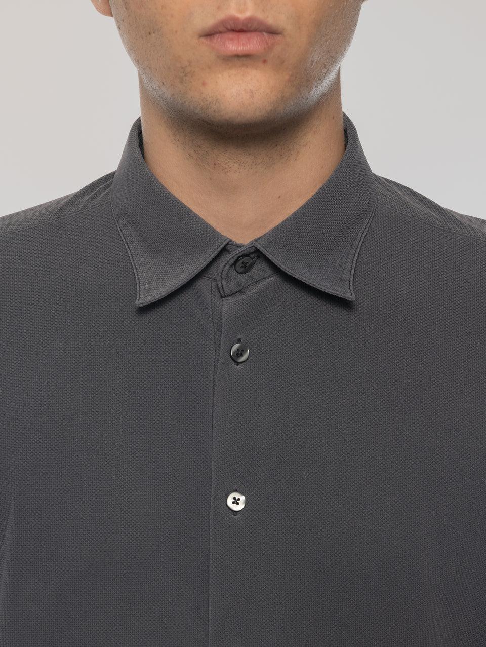 RRD Camicia in Piquet con Effetto Delavé Nero Negozi Online