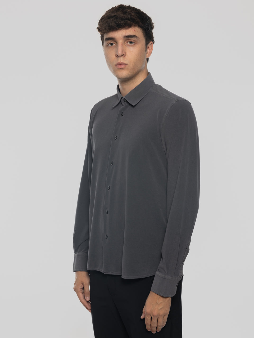 RRD Camicia in Piquet con Effetto Delavé Nero Negozi Online