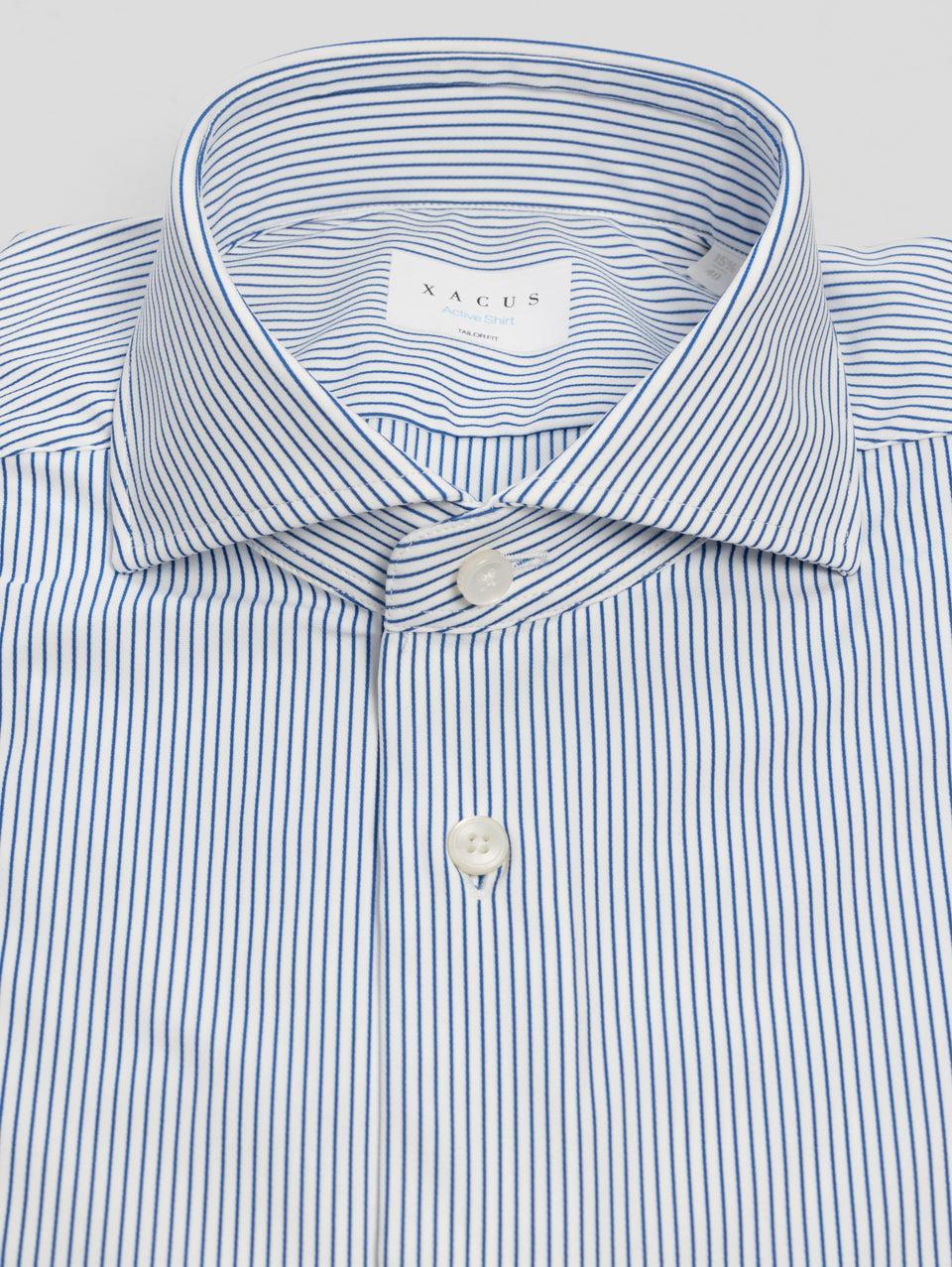 XACUS Camicia in Jersey Active Shirt a Righe Bianco/Blu Promozione Limitata