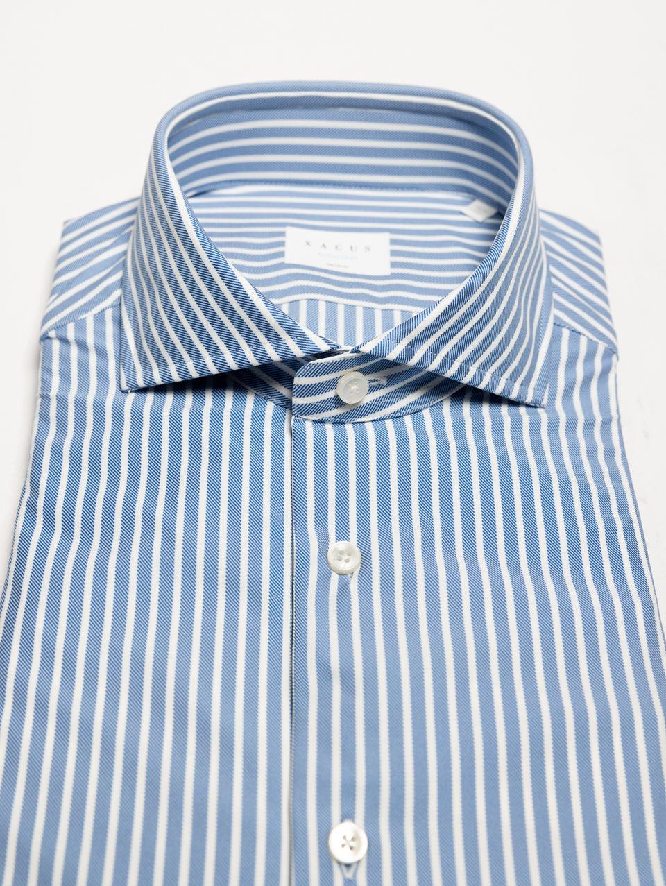 XACUS Camicia in Jersey Active Shirt Stampa Righe Celeste Novità