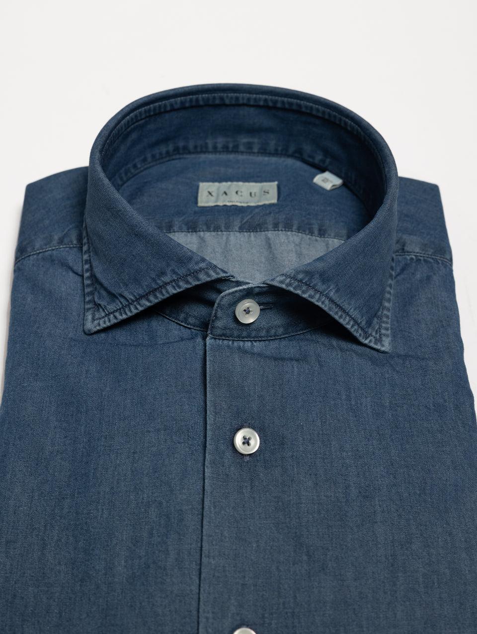 XACUS Camicia Blu Jeans Blu Medio Presa