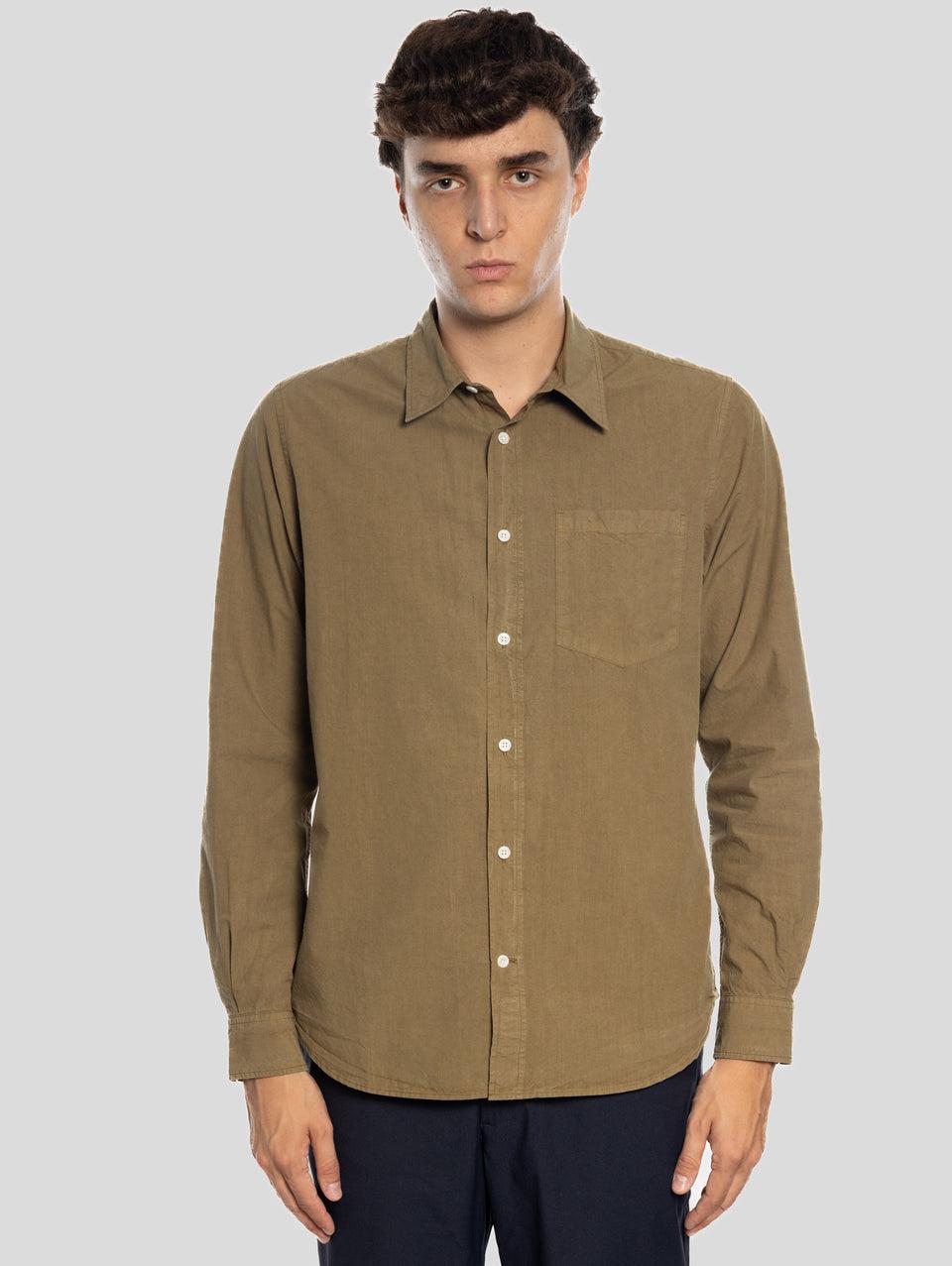 NORSE PROJECTS Camicia in Cotone Tinta in Capo Verde Sconto