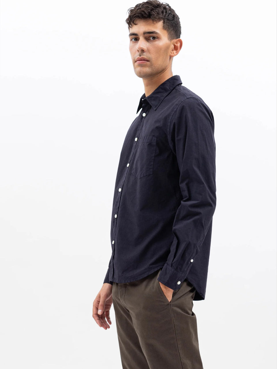 NORSE PROJECTS Camicia in Cotone Tinta in Capo Blu Offerta