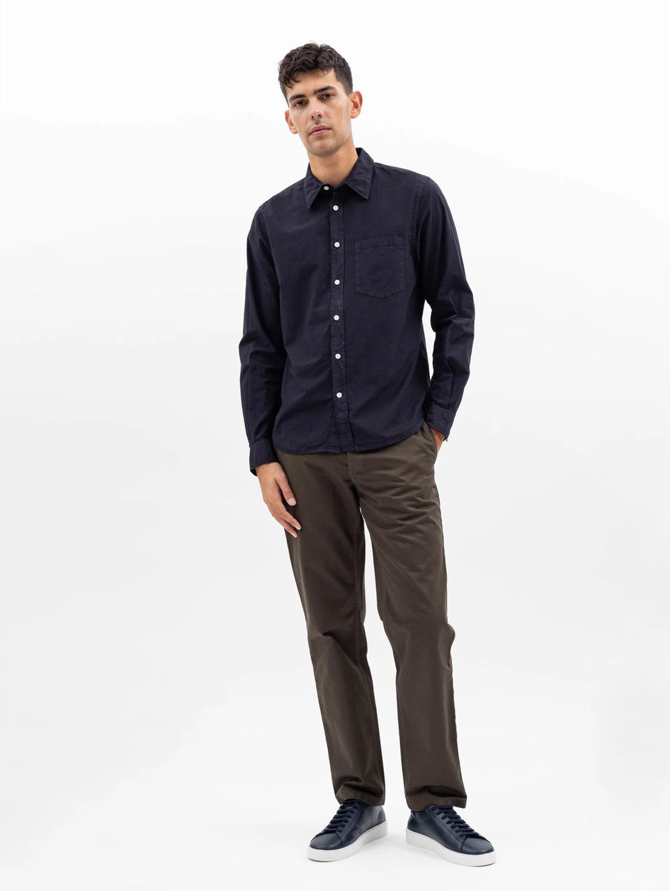 NORSE PROJECTS Camicia in Cotone Tinta in Capo Blu Offerta
