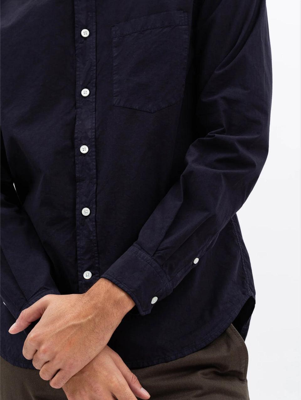 NORSE PROJECTS Camicia in Cotone Tinta in Capo Blu Offerta