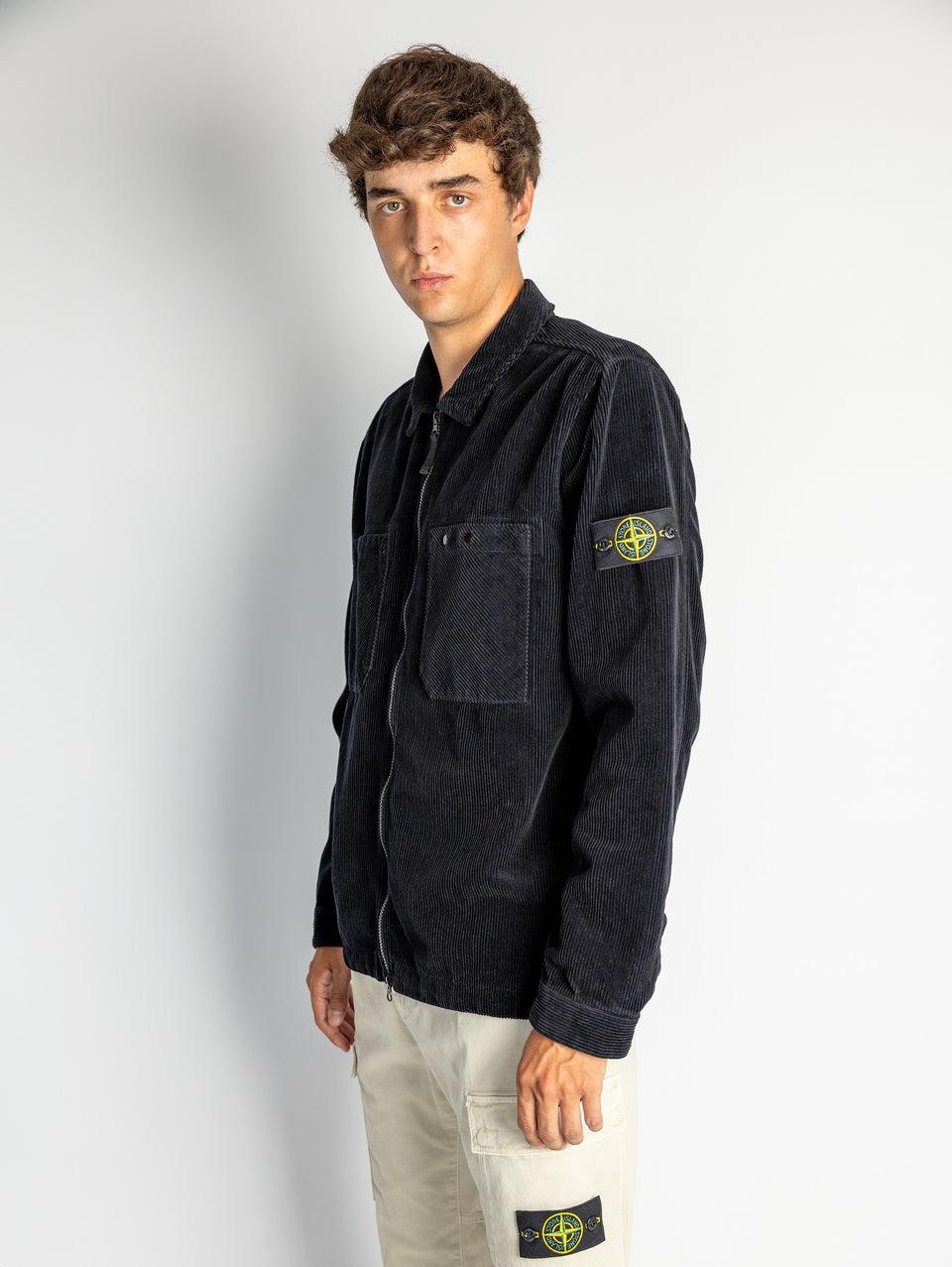 STONE ISLAND Overshirt in Velluto a Coste Blu Online