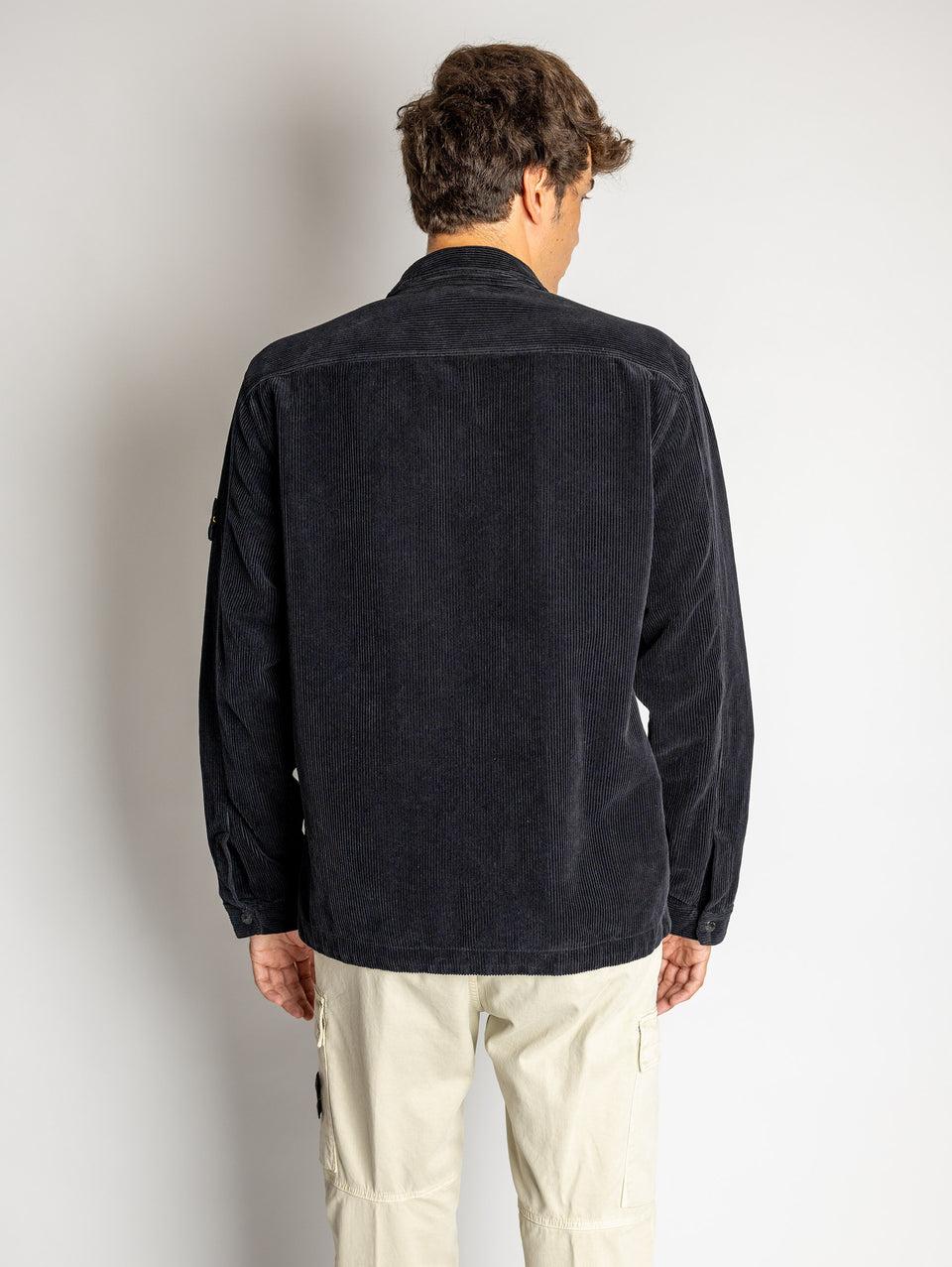 STONE ISLAND Overshirt in Velluto a Coste Blu Online