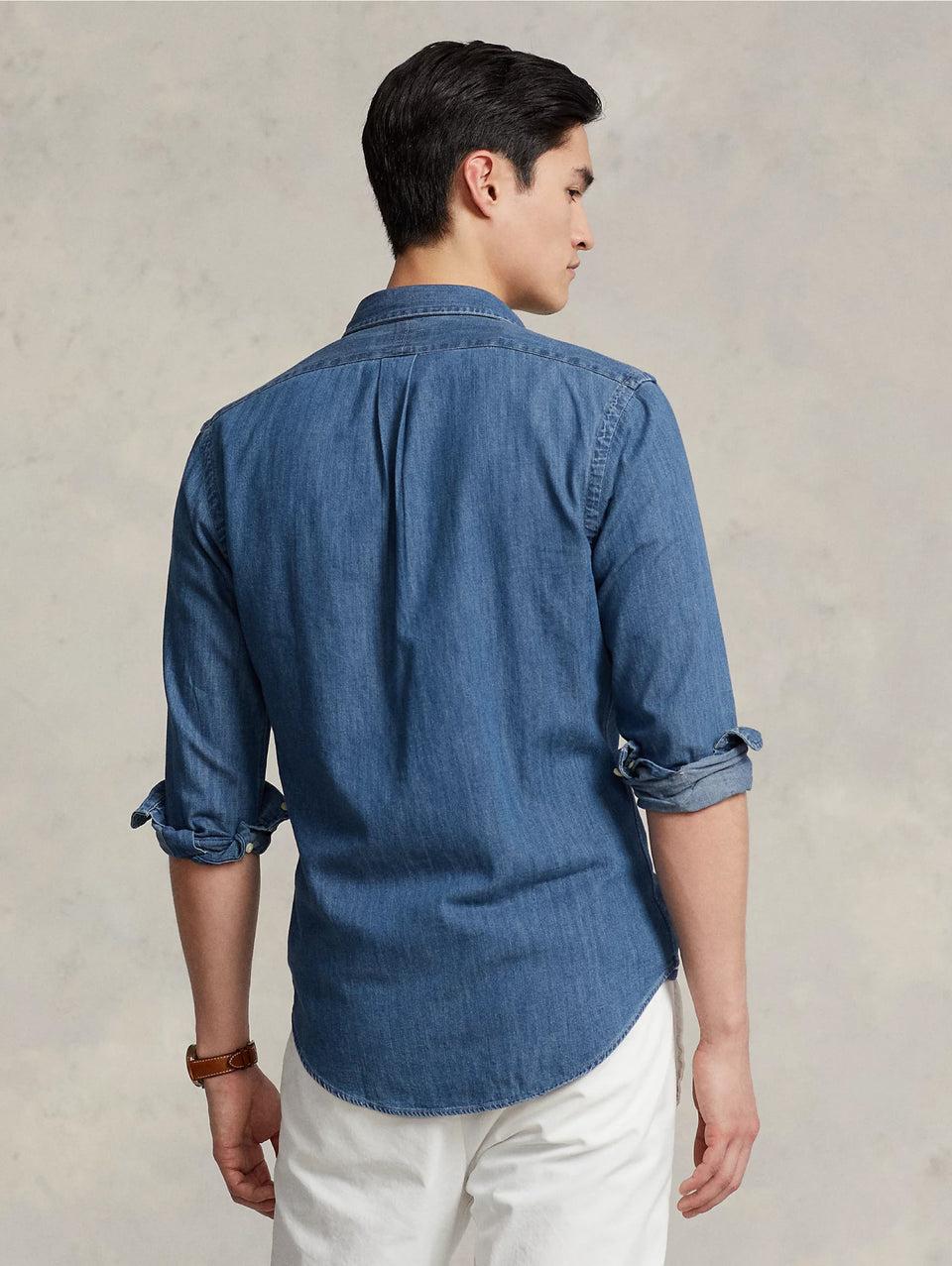 RALPH LAUREN Camicia in Denim Blu In Vendita