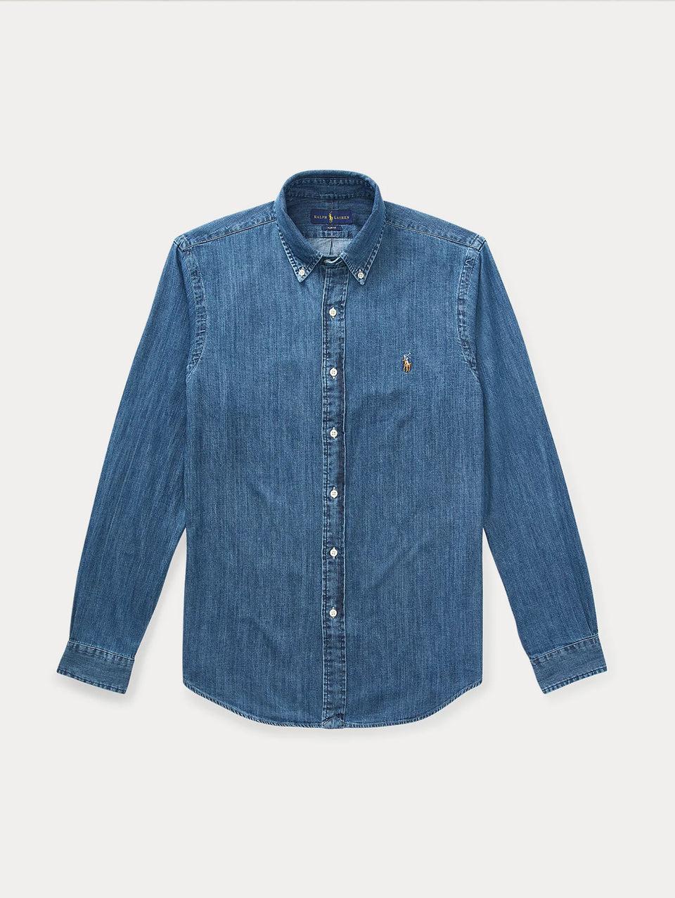 RALPH LAUREN Camicia in Denim Blu In Vendita