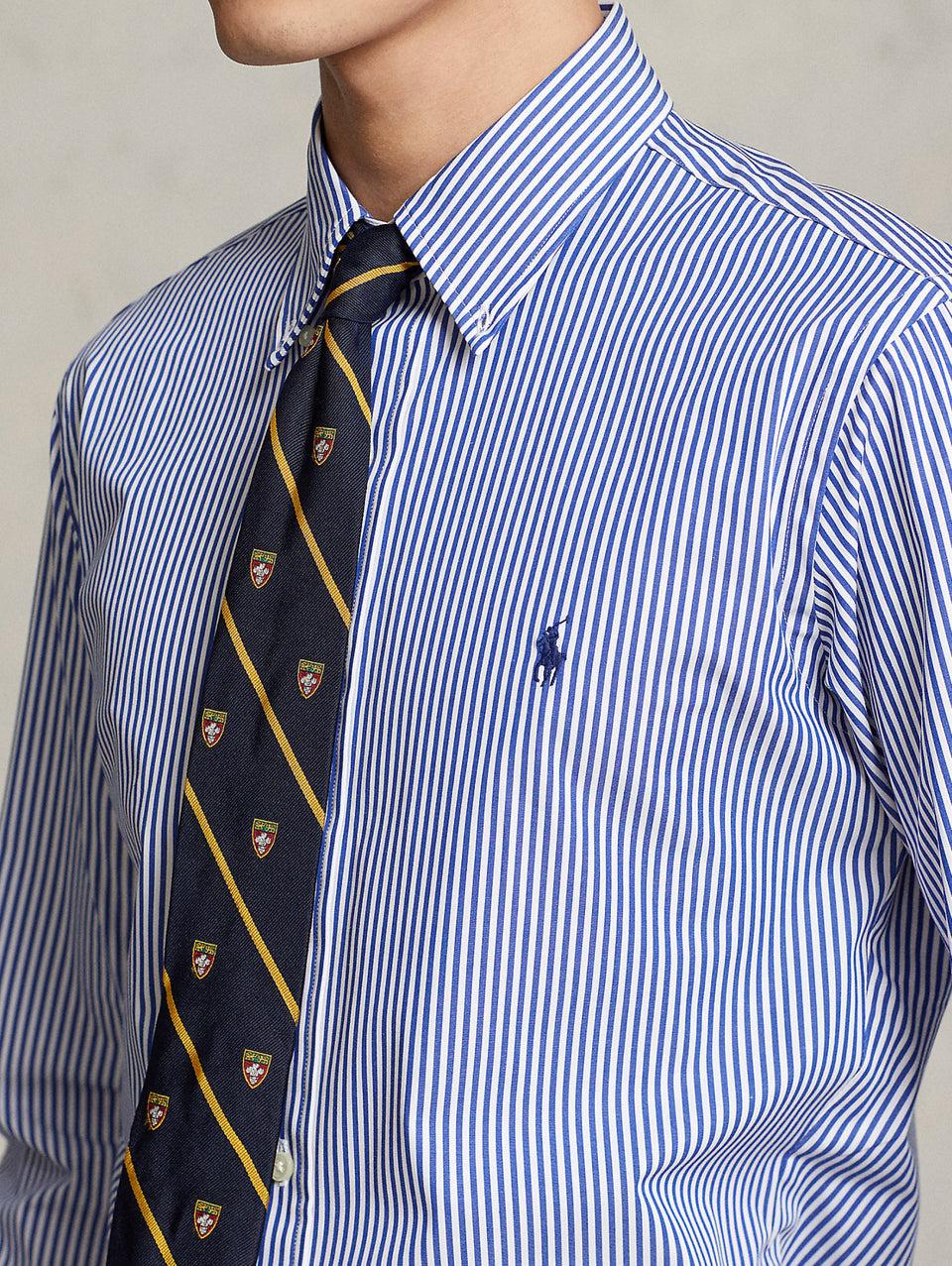 RALPH LAUREN Camicia in Popeline Elasticizzato a Righe Blu/Bianco Saldi