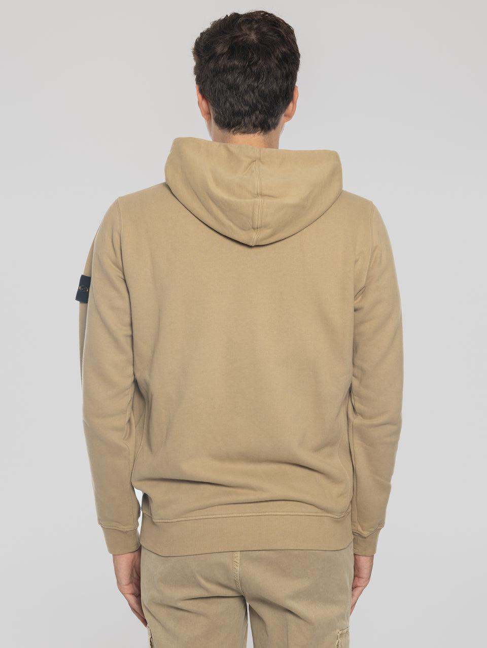 STONE ISLAND Felpa Full Zip in Cotone Organico Biscotto Vendite Flash