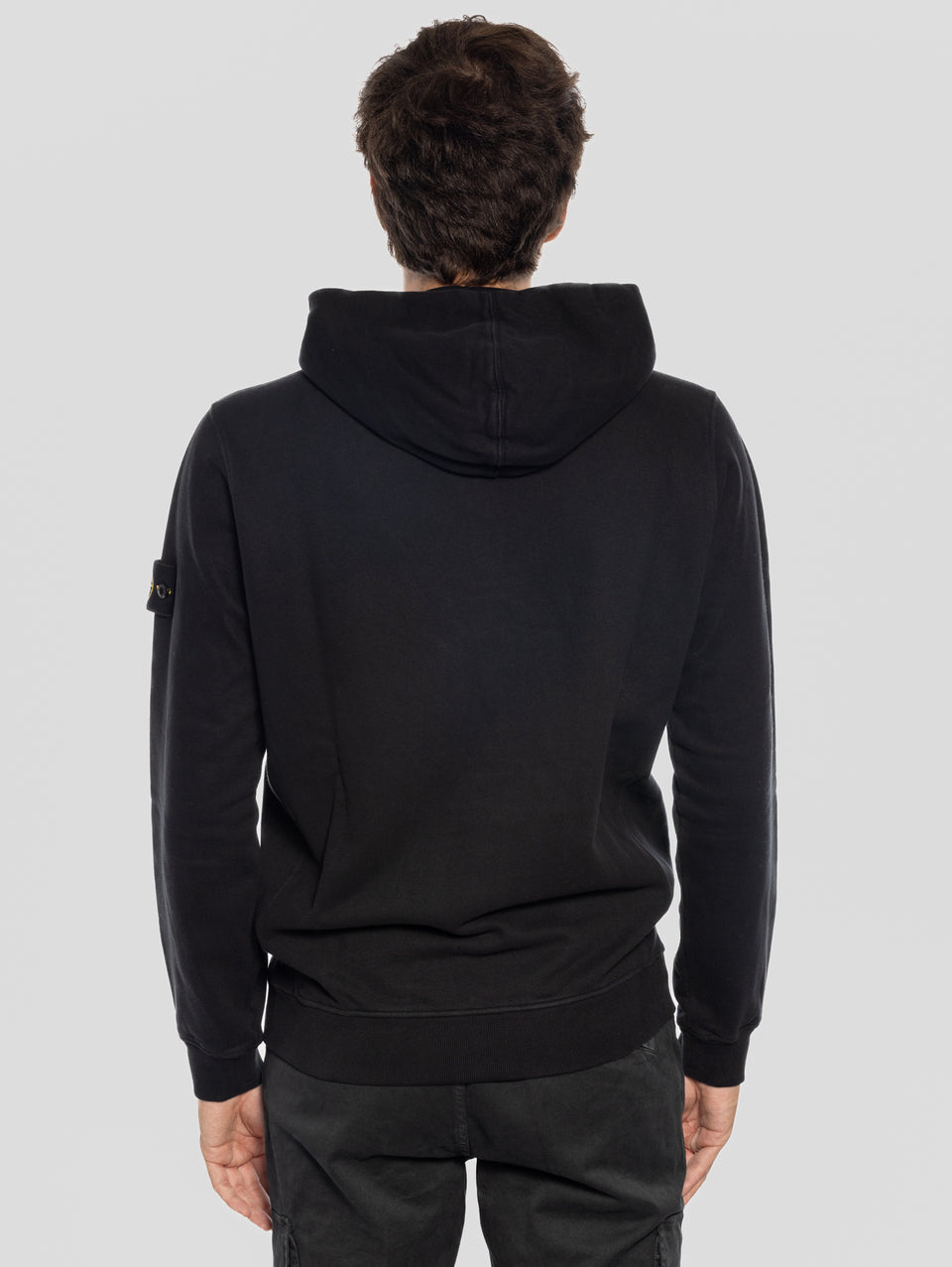 STONE ISLAND Felpa Full Zip in Cotone Organico Nero In Saldo
