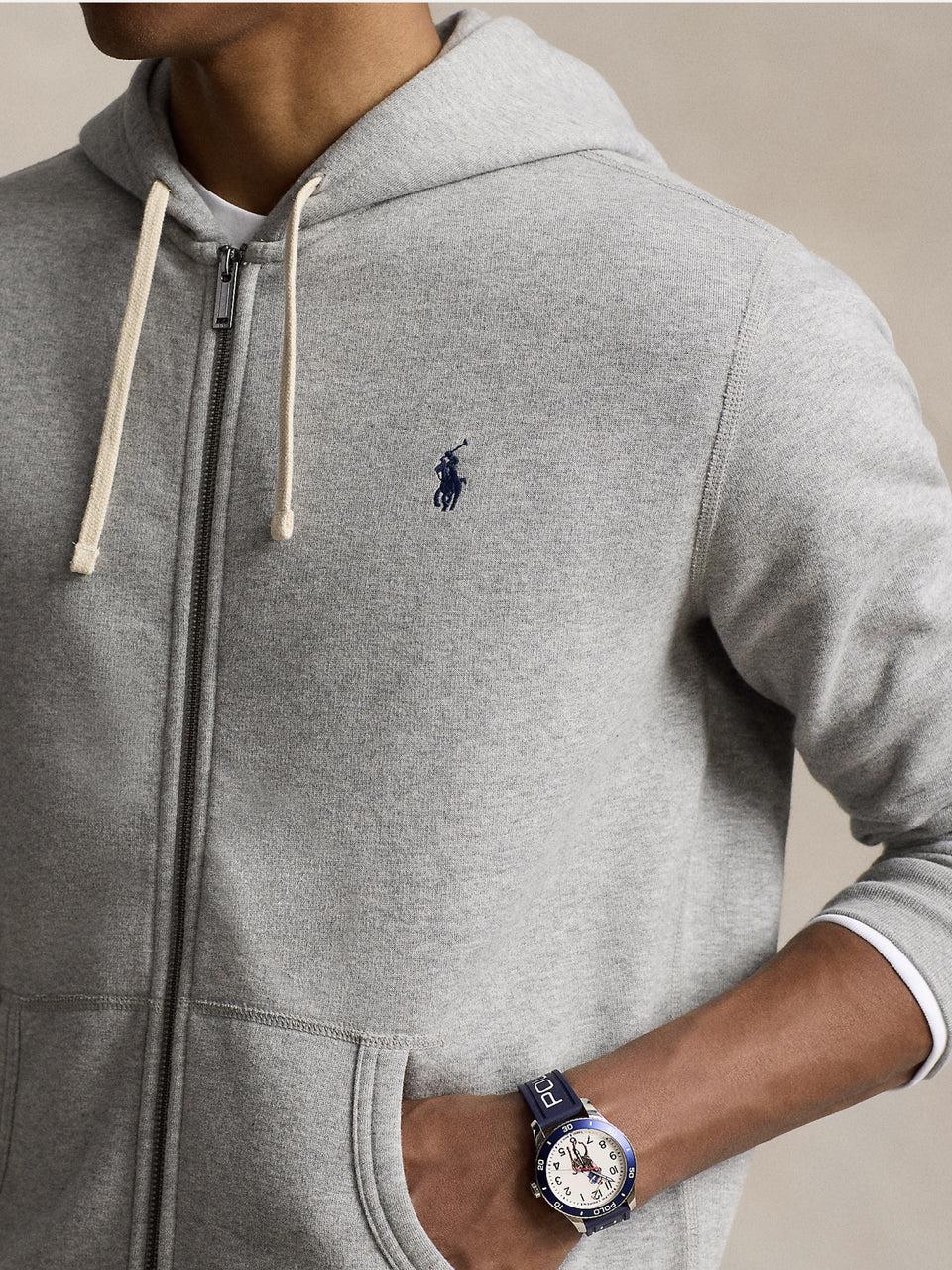RALPH LAUREN Felpa Full zip con Cappuccio Grigio 2025