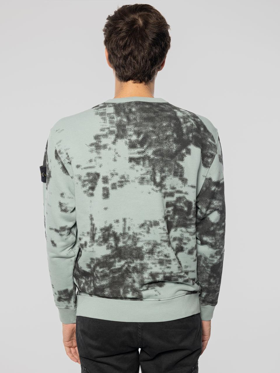 STONE ISLAND Felpa Girocollo Stampa Earth Mapping Verde/Grigio 2025