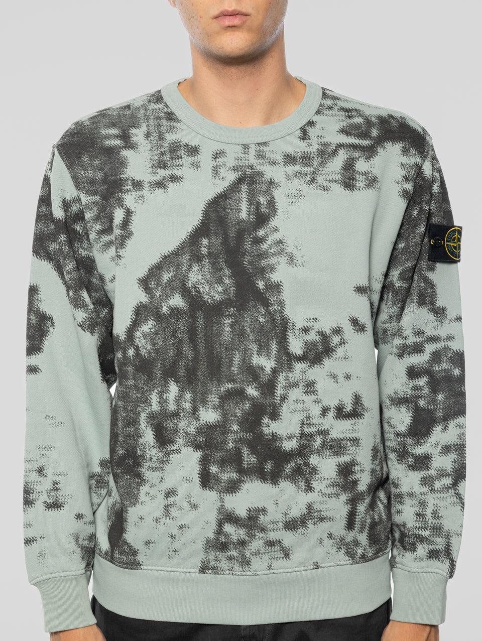 STONE ISLAND Felpa Girocollo Stampa Earth Mapping Verde/Grigio 2025