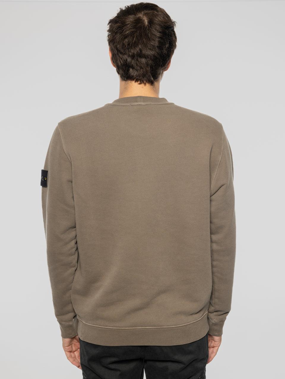 STONE ISLAND Felpa Girocollo in Cotone Diagonale Noce In Linea
