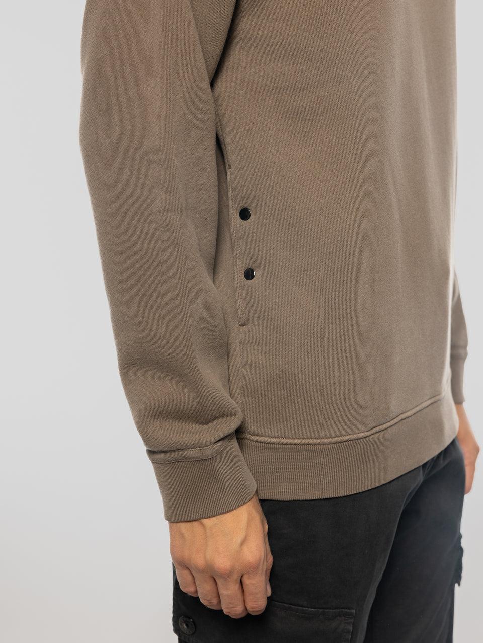 STONE ISLAND Felpa Girocollo in Cotone Diagonale Noce In Linea