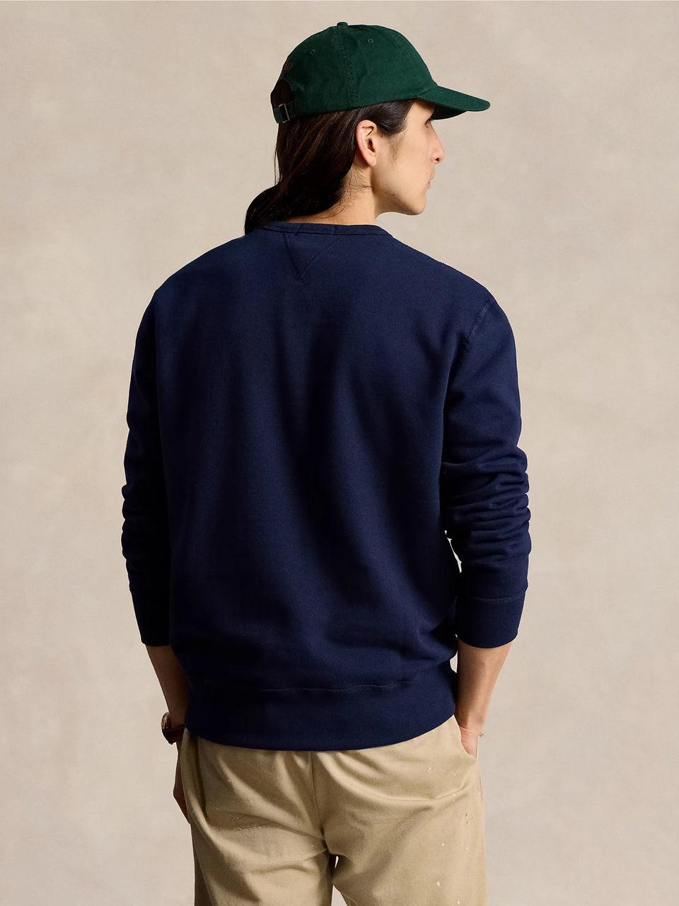 RALPH LAUREN Felpa Girocollo in Cotone Blu Nuovo