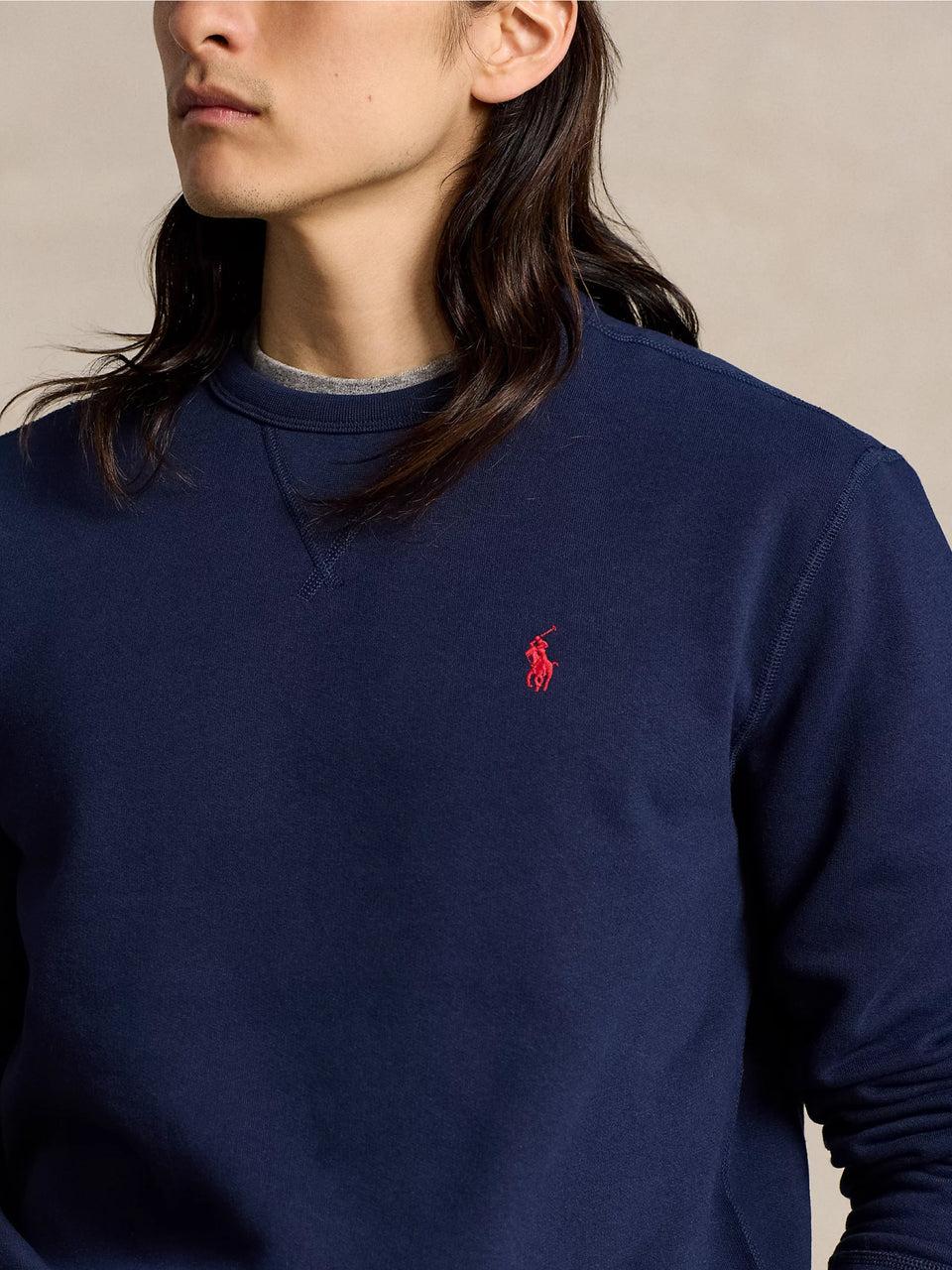 RALPH LAUREN Felpa Girocollo in Cotone Blu Nuovo