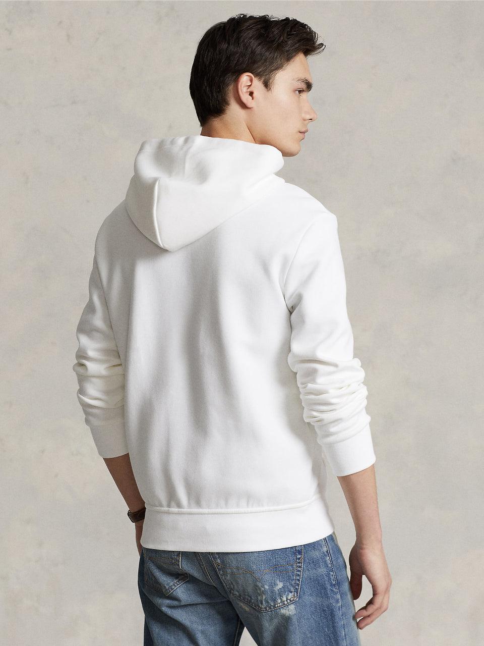 RALPH LAUREN Felpa con Cappuccio e Zip in Maglia Doppia Bianco Qualità