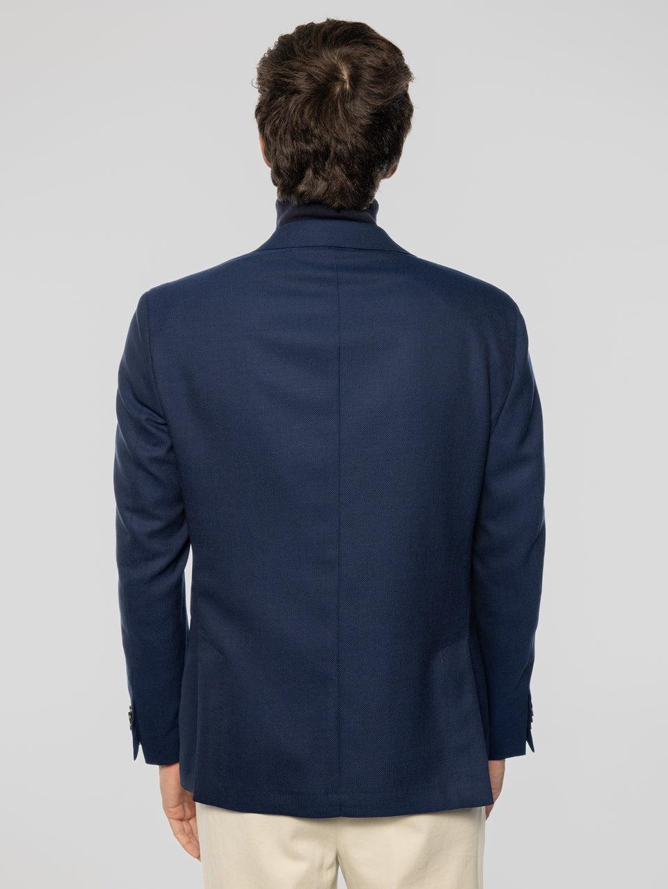 PAOLONI Giacca Sfoderata in Lana Oxford Blu Spedizione Gratuita