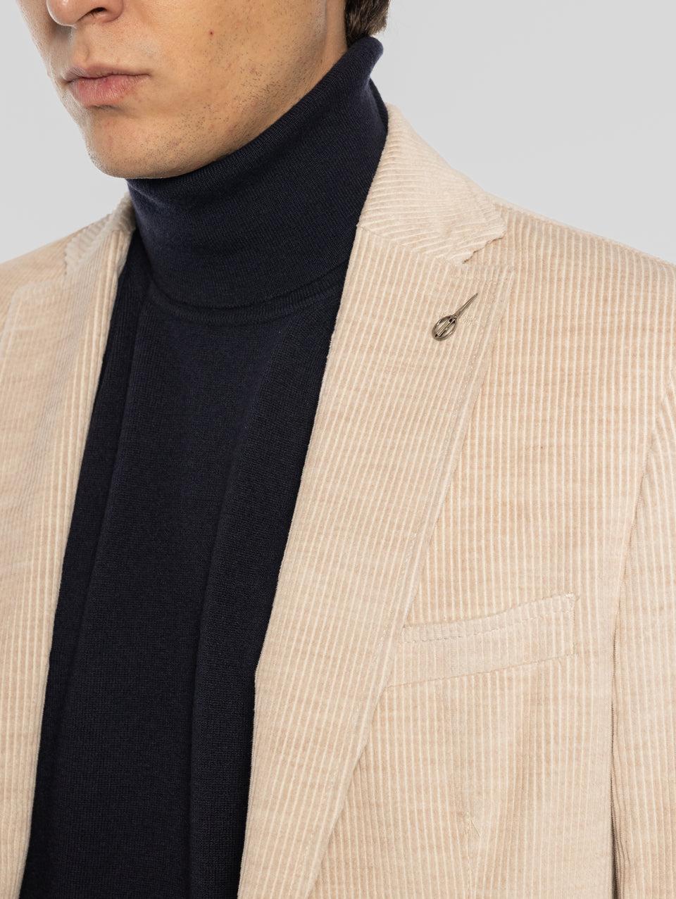 PAOLONI Giacca in Velluto a Coste Beige Soddisfazione Garantita