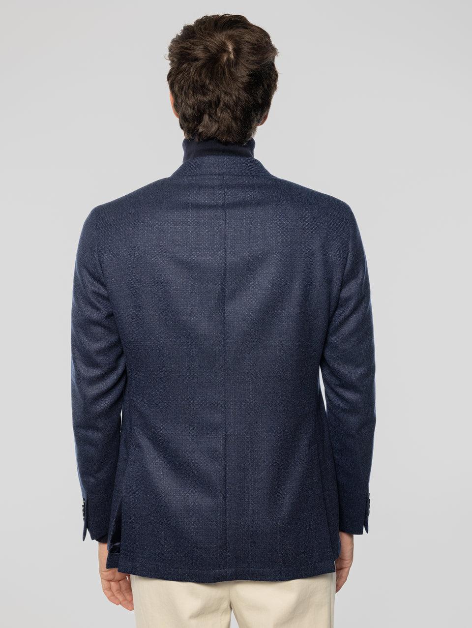 SARTORIA LATORRE Giacca Sfoderata in Pura Lana Blu Melange Qualità Garantita