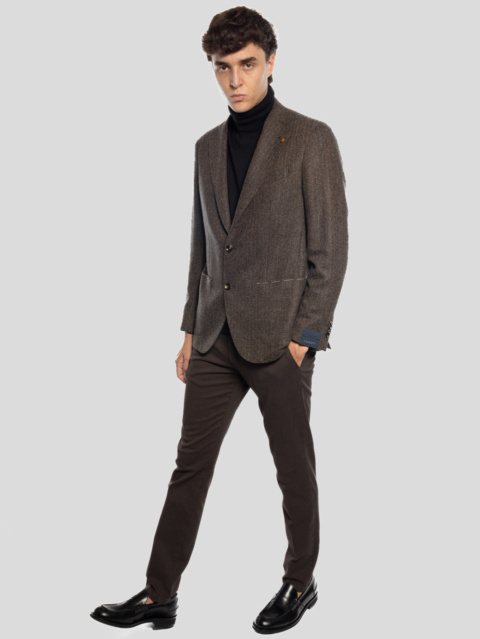 SARTORIA LATORRE Giacca Sfoderata Spinata Herringbone Marrone Negozi Online