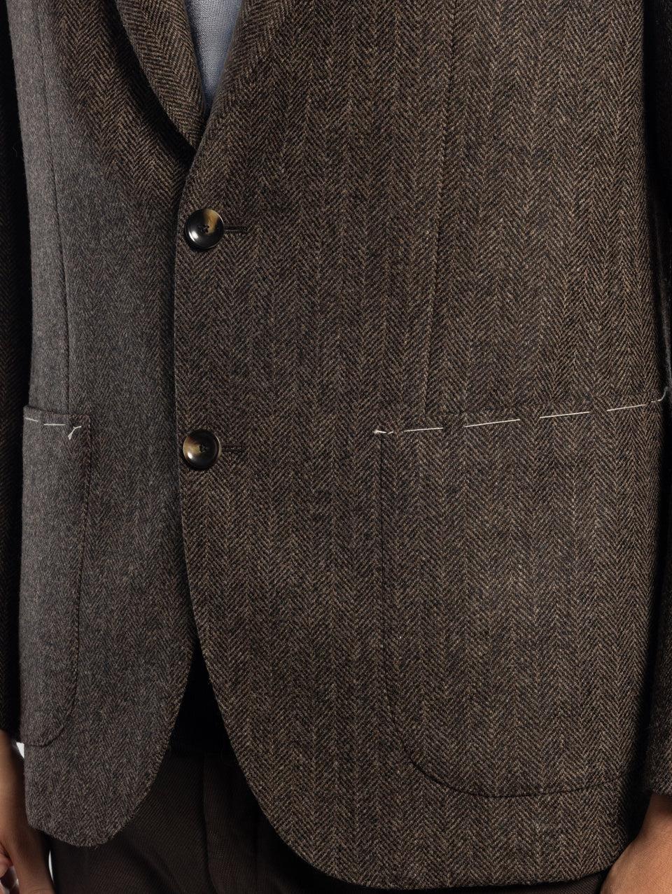 SARTORIA LATORRE Giacca Sfoderata Spinata Herringbone Marrone Negozi Online