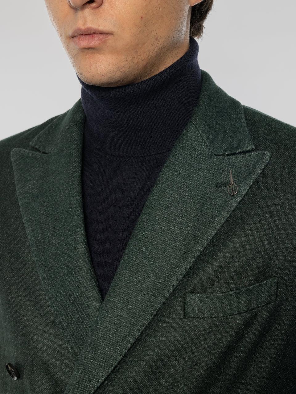 PAOLONI Giacca Doppio Petto in Lana Frosted Verde Acquista Ora