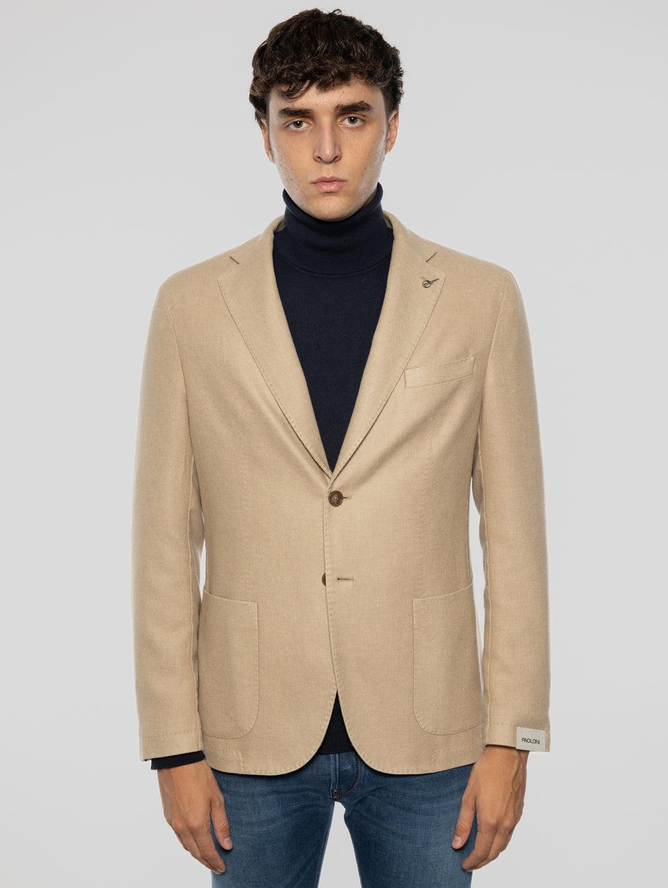 PAOLONI Giacca Doppio Petto in Lana Frosted Beige Consegna Veloce