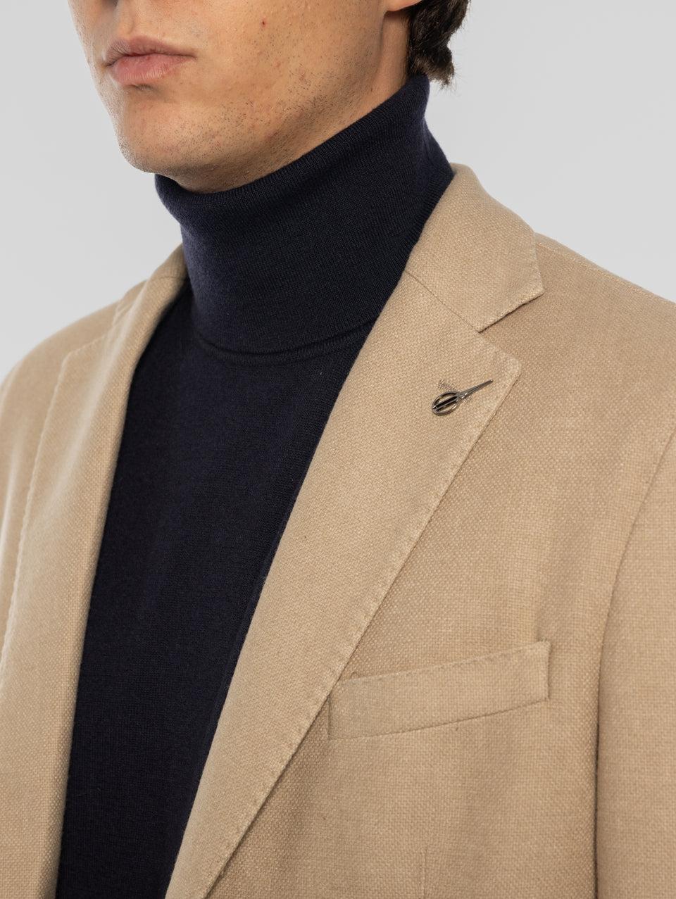 PAOLONI Giacca Doppio Petto in Lana Frosted Beige Consegna Veloce
