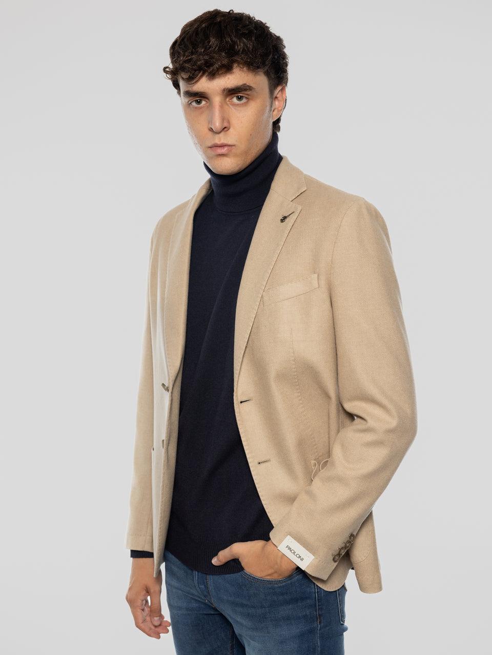 PAOLONI Giacca Doppio Petto in Lana Frosted Beige Consegna Veloce