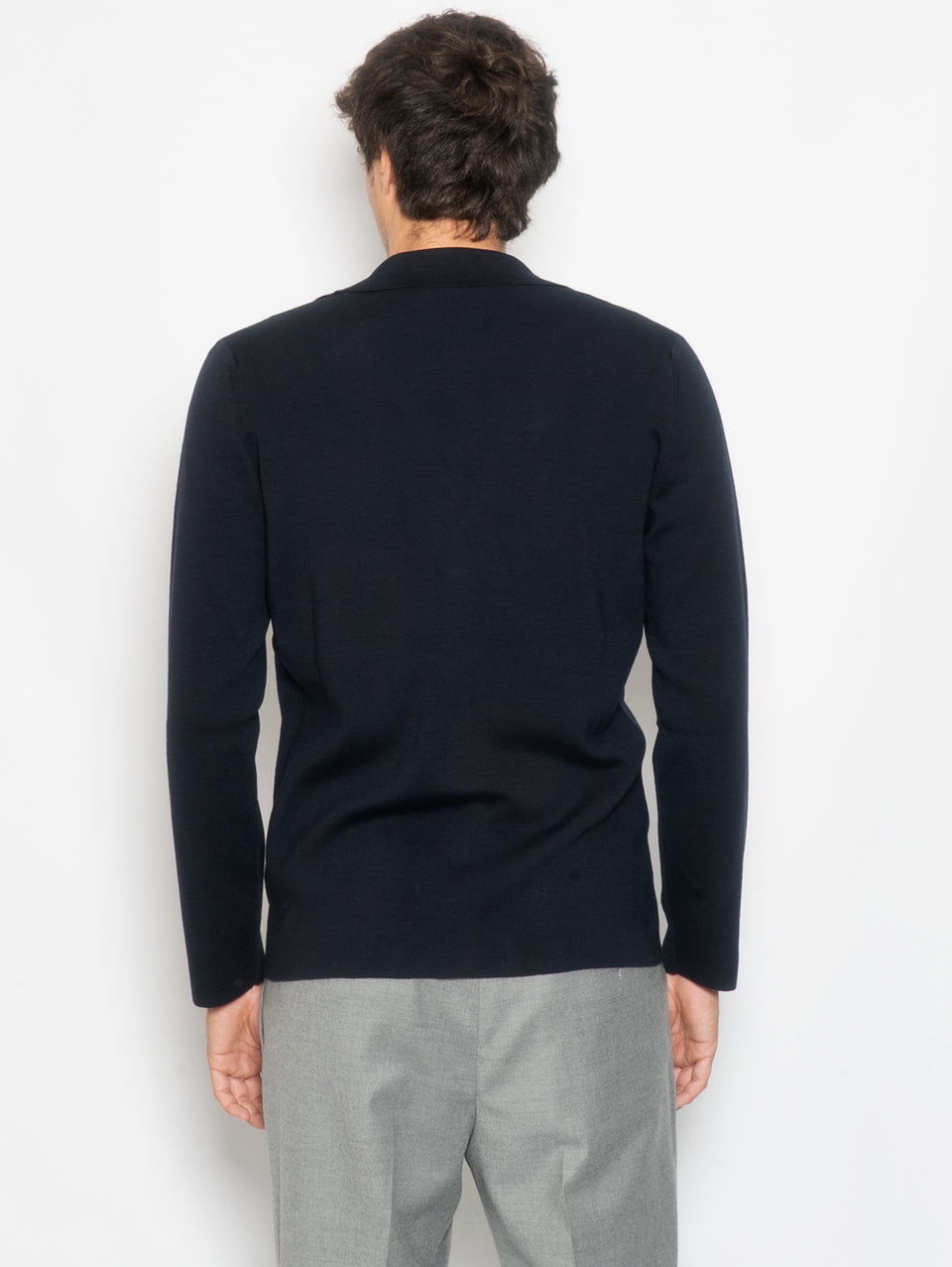 ALPHA STUDIO Giacca in Maglia di Lana Extrafine Blu Notte Affare Del Giorno
