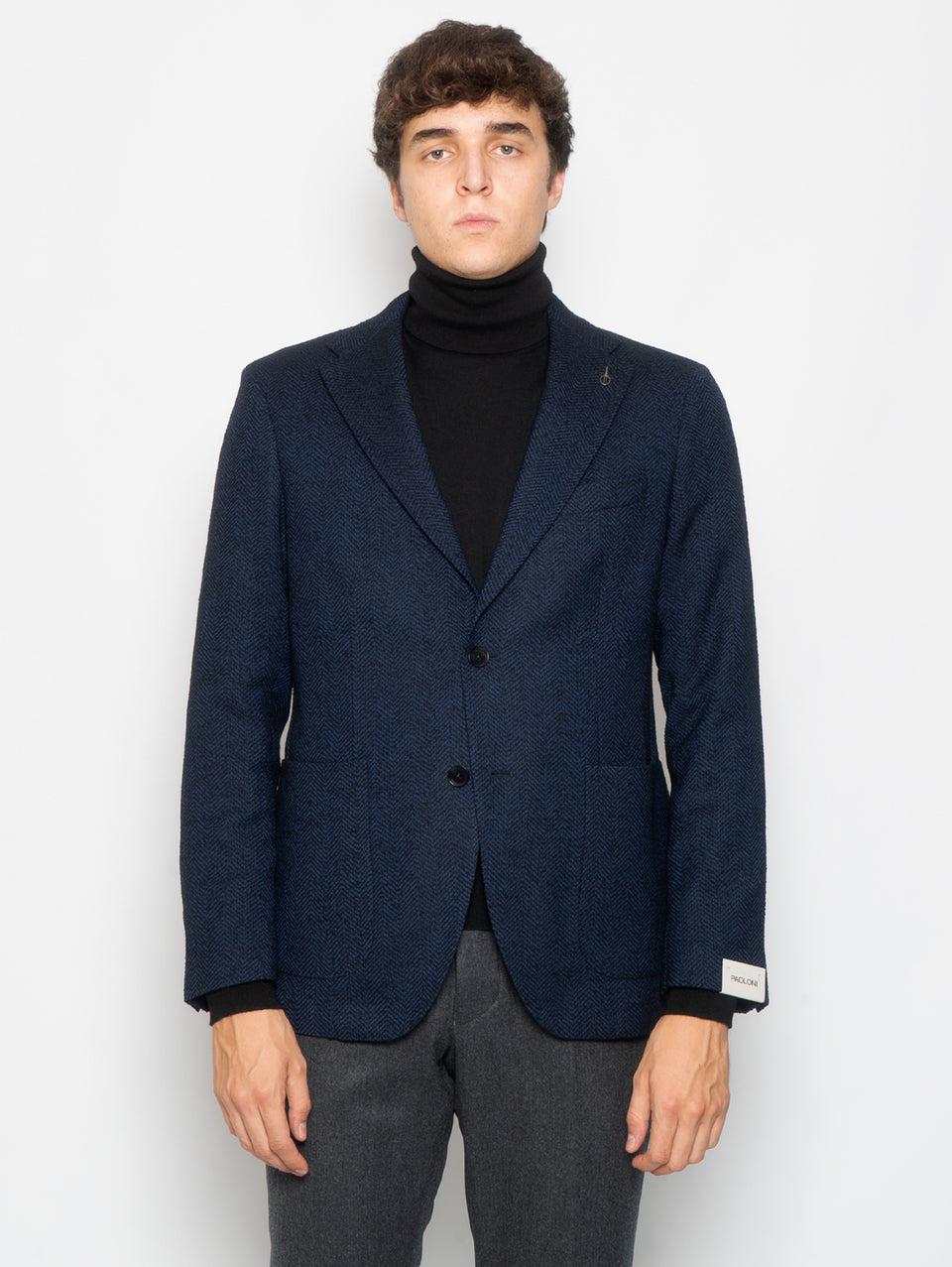 PAOLONI Giacca in Lana Resca Blu Convenienza