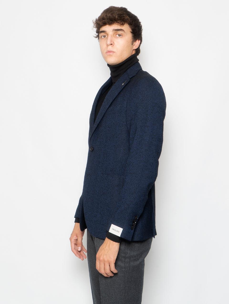 PAOLONI Giacca in Lana Resca Blu Convenienza