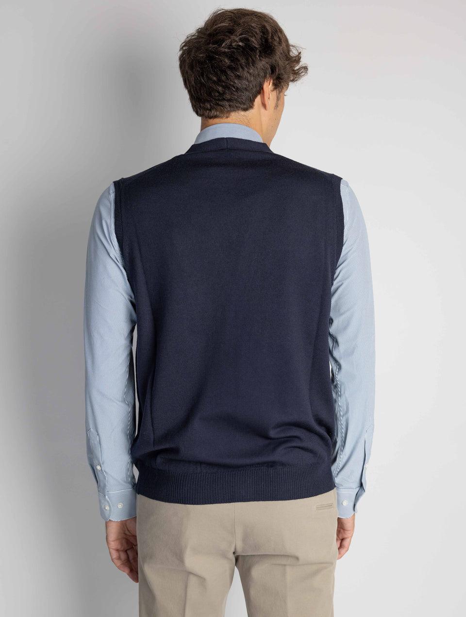 ALPHA STUDIO Gilet con Scollo a V Blu Saldi