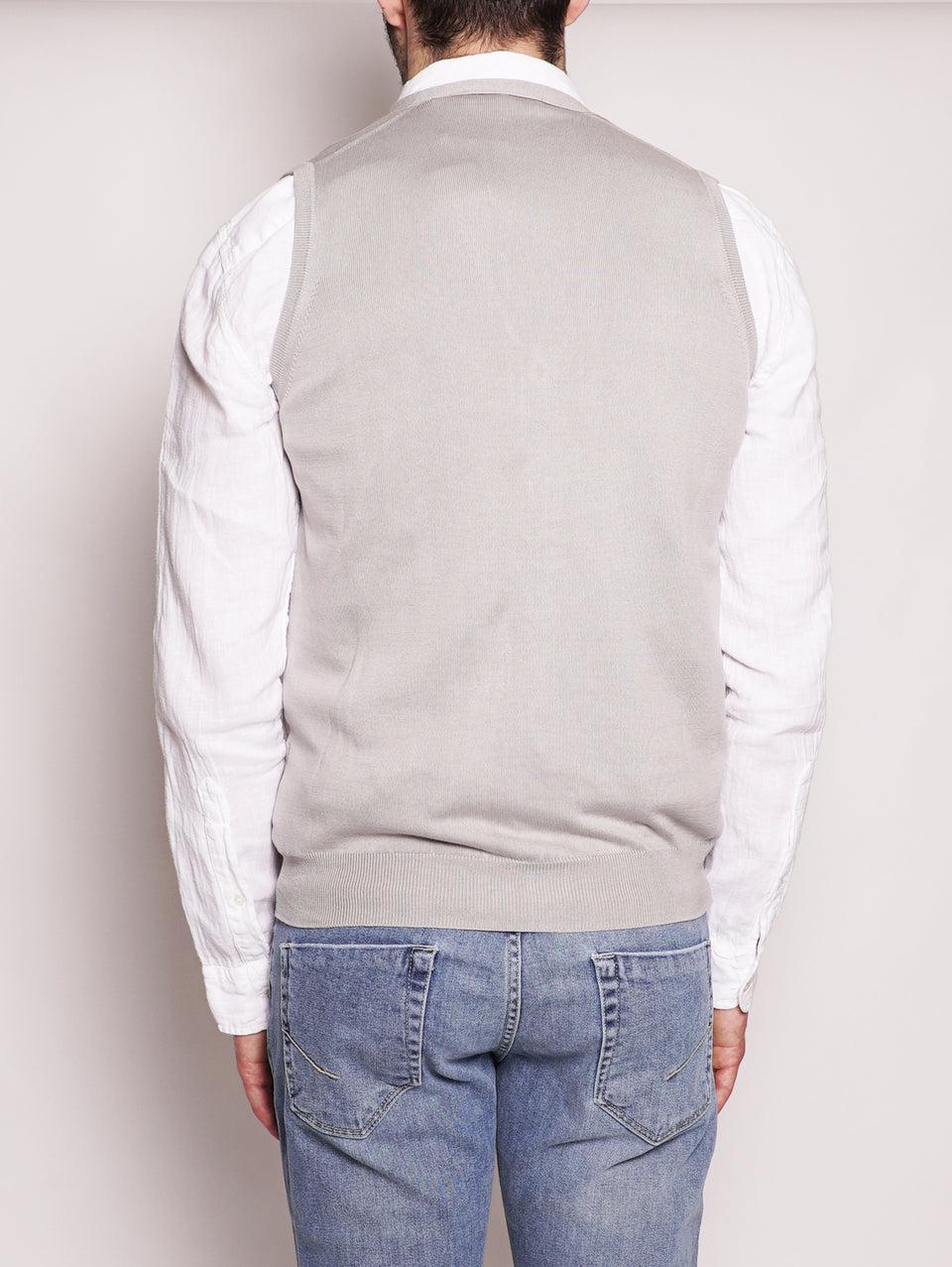 ALPHA STUDIO Gilet in Cotone Frosted Perla Fino Al -60%