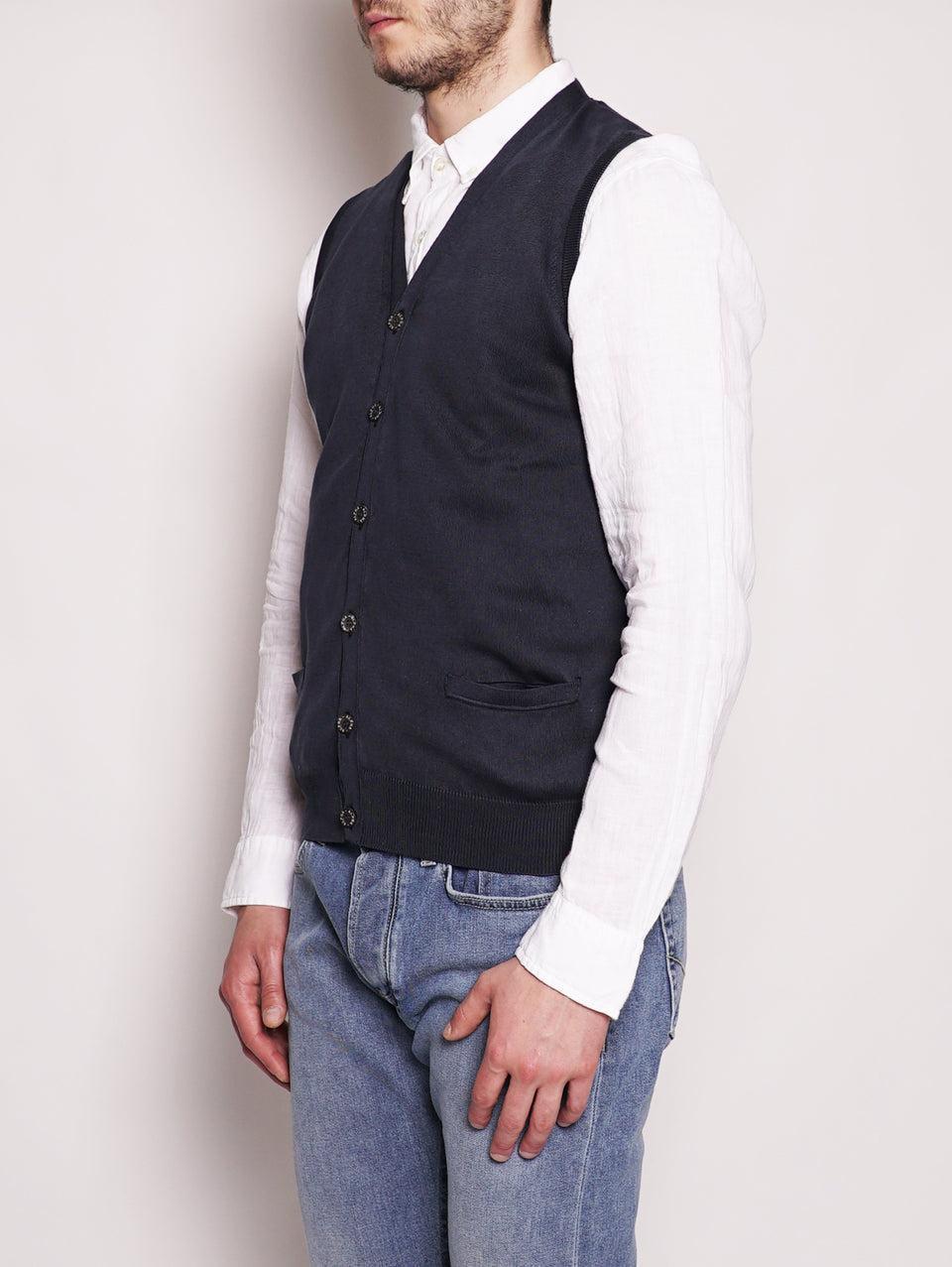 ALPHA STUDIO Gilet in Cotone Frosted Blu Navy Negozio