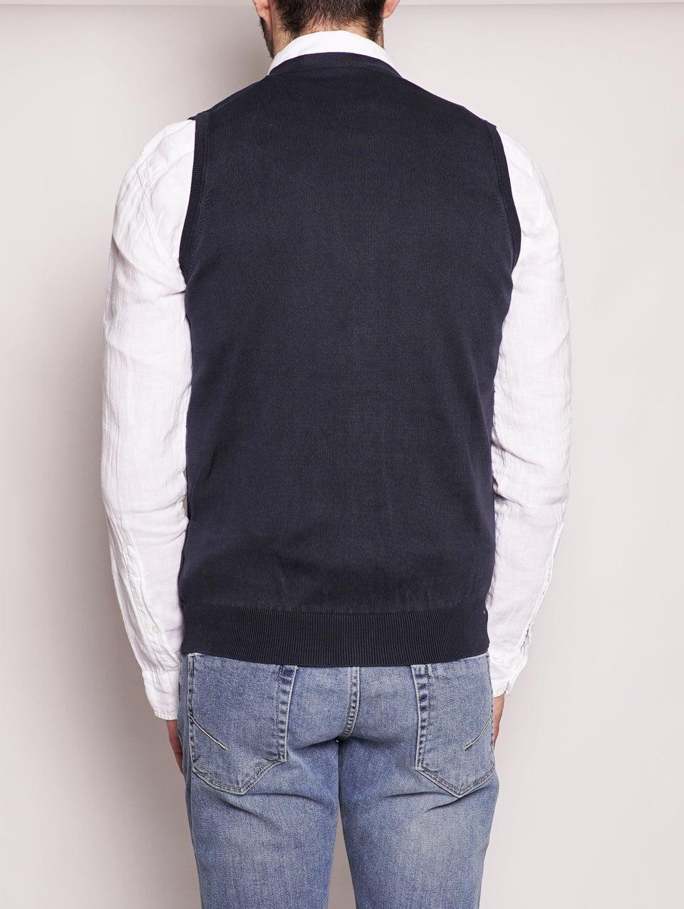 ALPHA STUDIO Gilet in Cotone Frosted Blu Navy Negozio