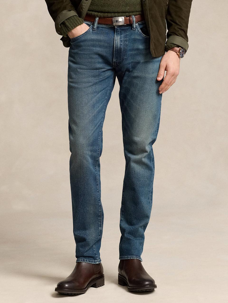 RALPH LAUREN Jeans Sullivan in Cotone Stretch Blu Spedizione Gratuita