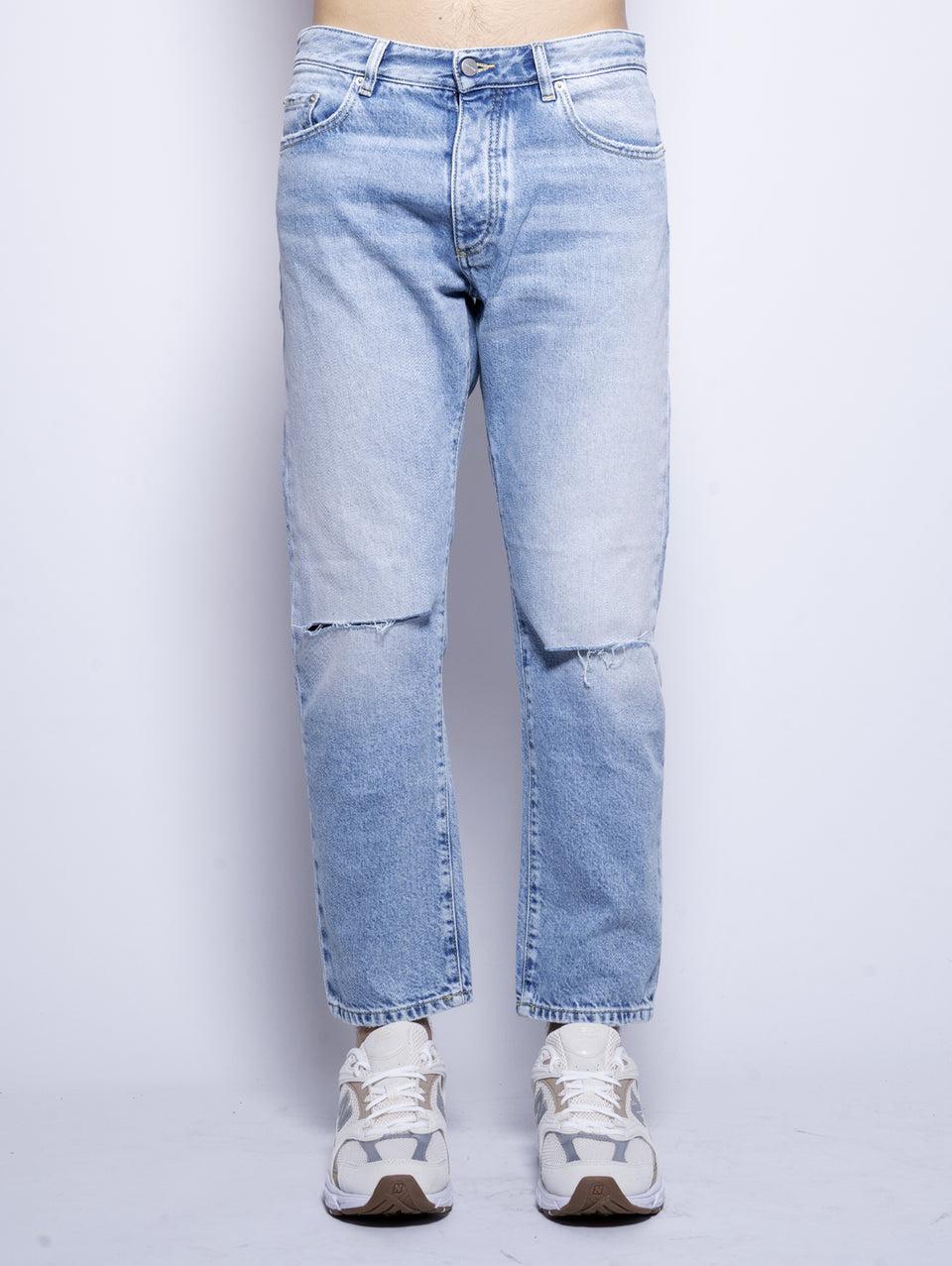 ICON DENIM Jeans Josh Gamba Dritta con Tagli Blu Soddisfazione Garantita