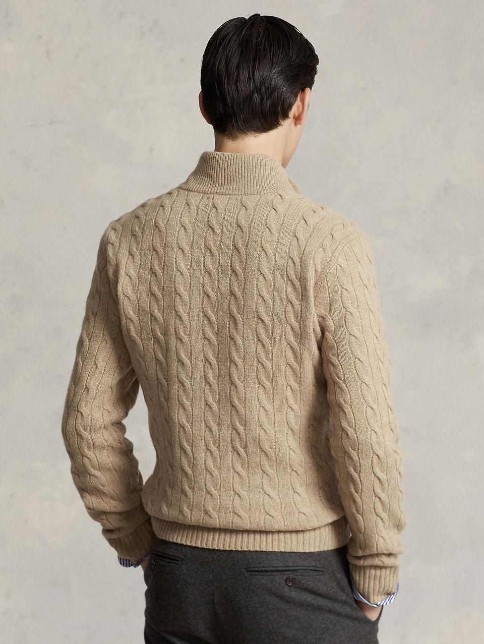 RALPH LAUREN Maglia Mezza Zip a Trecce Cammello Shopping Online