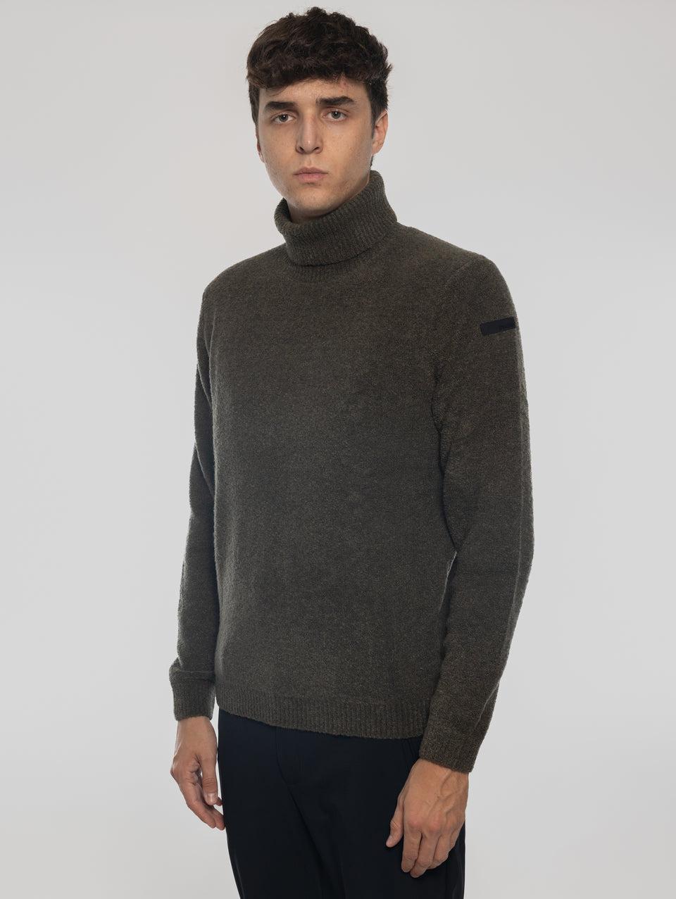 RRD Maglia Dolcevita in Lana Bouclé Militare Sottocosto