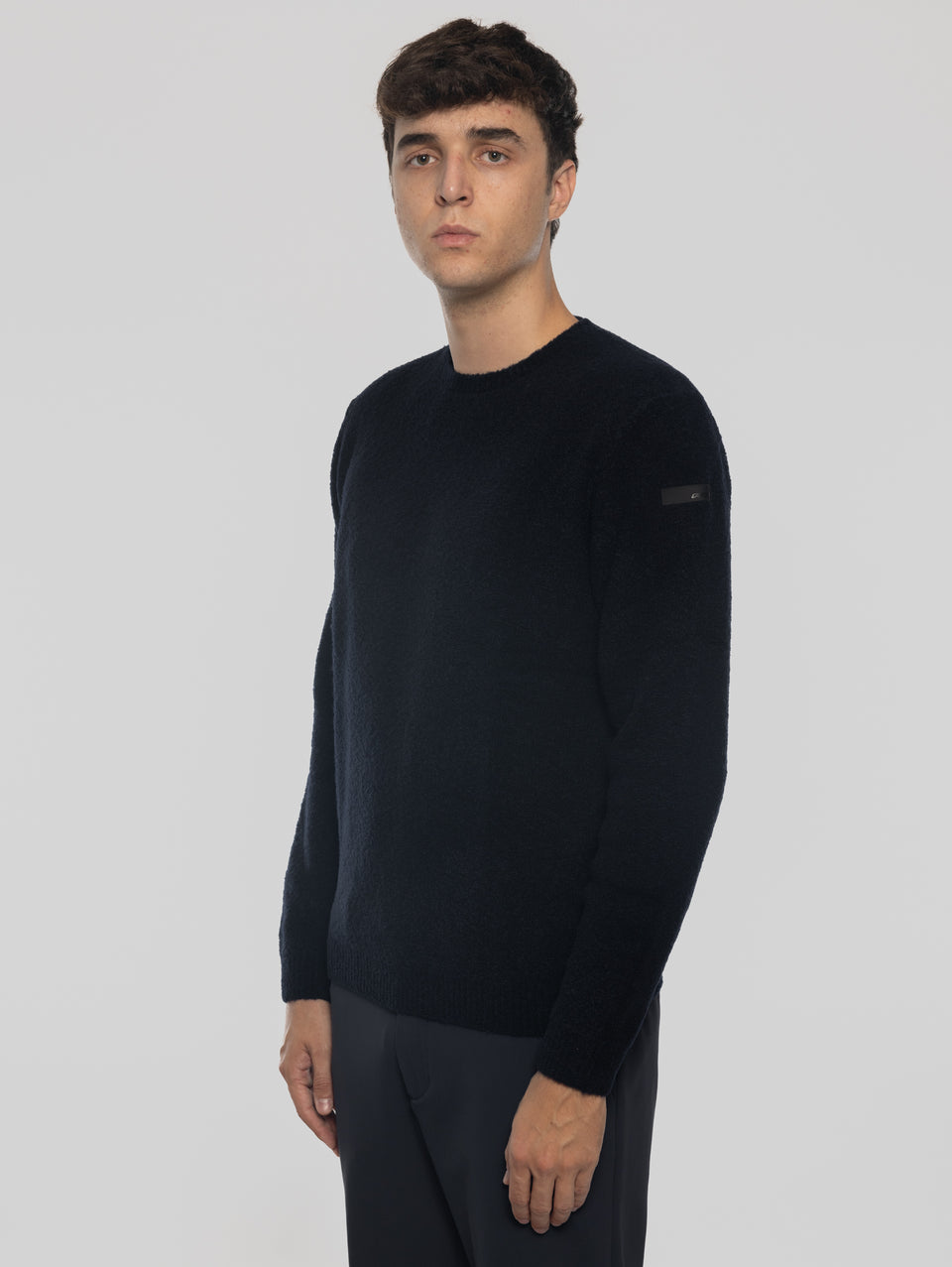 RRD Maglia Girocollo in Lana Bouclé Blu Scuro Novità